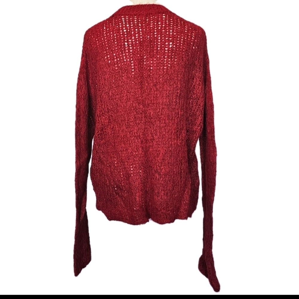Free People Red Alpaca Wool Nylon Blend Small Knit Pullover Slouchy Sweater